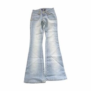 Vtg Y2K Angels Flare Jeans Light Wash Double Button Front Pocket 26x31 2000s